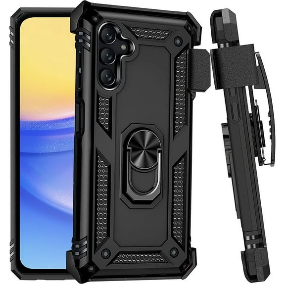 Case Belt Clip for Samsung Galaxy A15 5G - Holster Swivel Metal Ring Cover Kickstand Armor Combo E9Q for Galaxy A15 5G