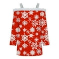 thumbnail image 4 of Festival Saving Womens Christmas T Shirts Funny Festive Snowflake Top 3/4 Sleeve Cold Shoulder Shirt Blouse Christmas Holiday Shirt Tees My Items, 4 of 5