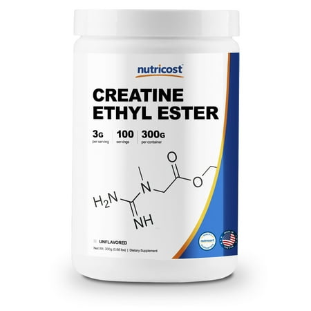 Nutricost Pure Creatine Ethyl Ester Powder (CEE) 300 Grams - Rapid Absorption Creatine - 3g Per Serving - 100