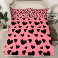 thumbnail image 3 of Feelyou Romantic Love Heart Twin Sheet Sets, Fashion Abstract Polkadots Twin Fitted Sheet, Teens Kids Girls Women Flat Sheet, Microfiber Bedroom Decor, 3pcs, 3 of 8