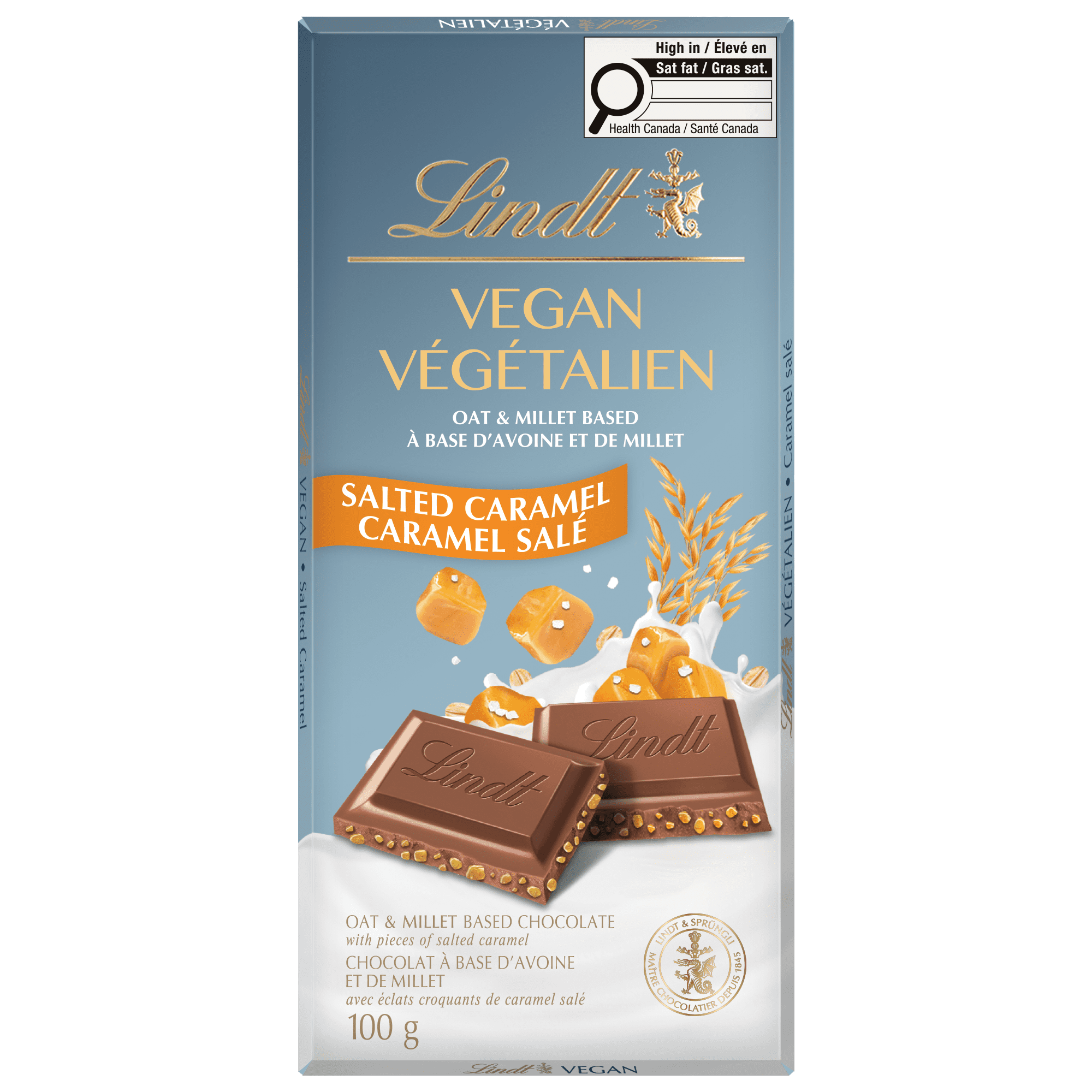 Lindt Vegan Salted Caramel Chocolate Bar, 100 Grams