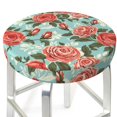 thumbnail image 4 of Bar Stool Covers Round, Green White Leaves Rose Flowers Bar Stool Cushion Covers Seat Cushion With Elastic Bands, Chairs Covers For Kitchen Dining Room 12-14 Inch, 4 of 7