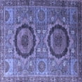thumbnail image 1 of Ahgly Company Machine Washable Indoor Square Abstract Blue Modern Area Rugs, 4' Square, 1 of 4