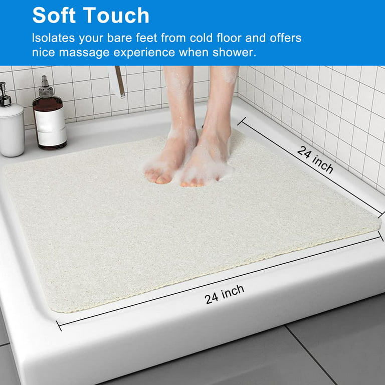 Shower Mat Non-Slip, Soft Comfort Bath Mat with Drainage Holes, PVC Loofah  Massage Bathtub Mat for Shower, Tub, Bathroom, Wet Areas, Quick Drying