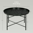thumbnail image 3 of HYJY 24" Round Coffee Table with Hammered Tray Top, Vintage Metal Center Table for Living Room, Bedroom, Side Table, Black, 3 of 9