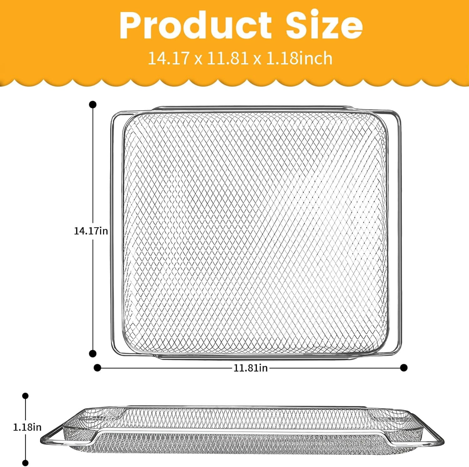 Air Fryer Basket Replacement for COSORI CO130-AO 12 in 1 CS130-CFH CS130-AO 13 in 1 32Qt Toaster Oven Combo, 14.17 * 11.81''Air Fryer Steel Basket Wire Rack Accessories Parts, Dishwasher Safe