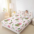 thumbnail image 3 of Manfei Ribbon Bow Queen Sheets,Funny Cucumber Print Queen Sheet Sets,4pcs,1 Flat Sheet,1 Fitted Sheet and 2 Pillowcases, 3 of 6