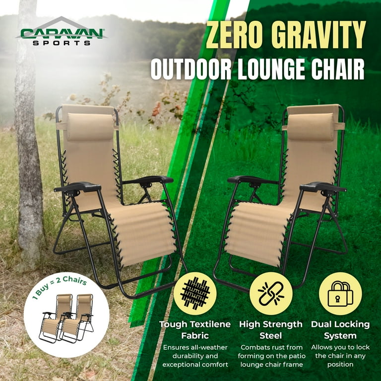 Caravan Canopy Infinity Zero Gravity Steel Frame Patio Deck Chair