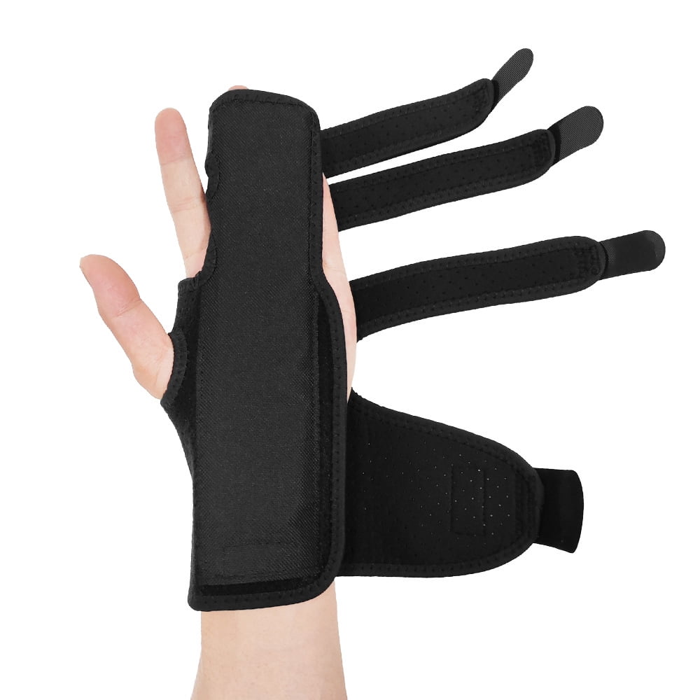 Walmeck Finger Guards with Removable Splint Finger Support Brace Two or Three Fingers Stabilizer Adjustable Full Finger or Hand Brace for Home Work Sleep Pain Left Hand