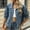 Blue, variant on Collared with Button Denim Shirts Blouse with Pockets Solid Color Short Sleeve Coat Blouse for Women Cowboy Wind Casual Work Outdoor Vacation
