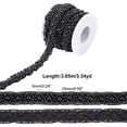 thumbnail image 2 of 3.3 Yard Faux Pearls Lace Ribbon 0.6inch Wide Black Beaded Crystal Rhinestone Applique Edge Lace Ribbon, 2 of 9