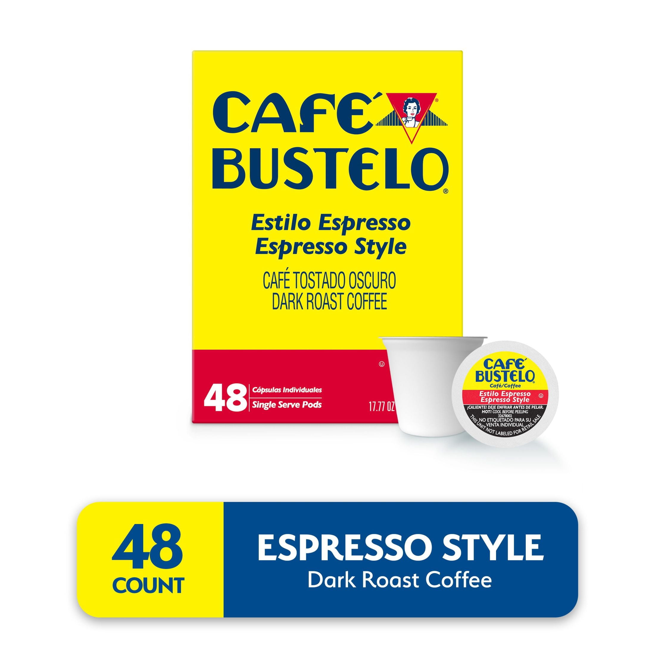 Cafe Bustelo Espresso Style, Dark Roast Coffee, Single Serve Pods, 48 Count