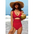 thumbnail image 3 of Attraco Women's One Piece Swimsuit Ruched Tummy High Cut Open Back V Neck Monokini, 3 of 7