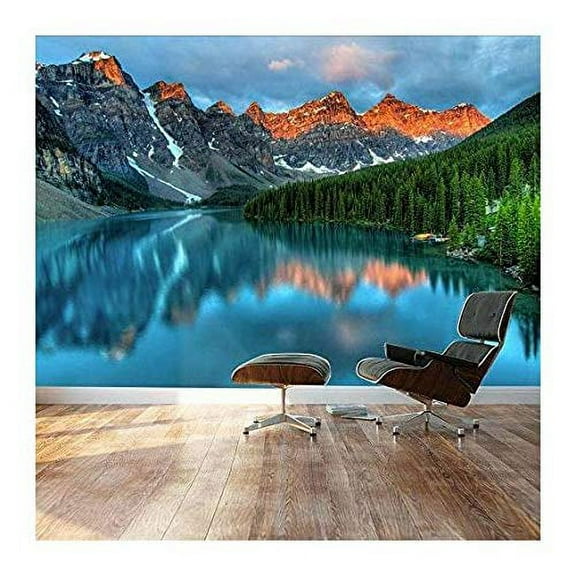 Wall Mural, Removable Sticker, Home Decor (100"x144", Tranquil mountain lake)