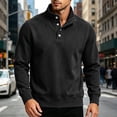 thumbnail image 6 of Fengqque Men’s Classic Quarter Button Stand Collar Sweatshirts Golf Daily office Wear Four Button Placket Long Sleeve Regular Fit Pullover Tops Black XXXL, 6 of 7