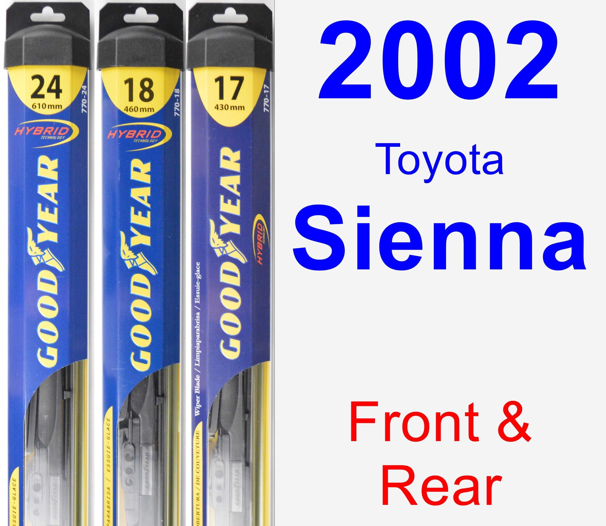 2002 Toyota Sienna Wiper Blade Set/Kit (Front & Rear) (3 Blades