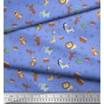 thumbnail image 2 of Soimoi Blue Georgette Viscose Fabric Animals & Leaves Tribal Printed Fabric 1 Yard 42 Inch Wide, 2 of 3