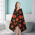 thumbnail image 6 of Red Strawberry Plants Fruit Pattern Black Pattern Hooded Bath Towel，60"x35" for Ages 3 To 12 Kids, Quick Dry Lightweight Soft Microfiber Hood Beach Towel Cover Up for Kids, 6 of 7