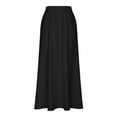 thumbnail image 4 of Yuwull Women's Vintage Stretch High Waist A-Line Flared Maxi Skirts with Pockets Solid Color Pleated Long Skirts Black, 4 of 8