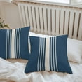 thumbnail image 4 of Abstract White Striped Outdoor Pillow Covers Set of 2 Simple Blue Linen Texture Waterproof Throw Pillow Case Decorative Square Cushion Cover for Patio Couch Garden Balcony, 18"x18", 4 of 9