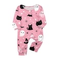 thumbnail image 5 of Halloween Pjs, Halloween Family Matching Pajamas Set, Pink Black Cat Ghost Bat Witch Long Sleeve Sleepwear, Graphic Loungewear, Soft Cozy Fun Holiday Nightwear for Parties & Gatherings, 12 M, 5 of 5