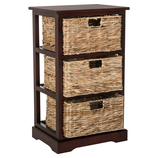 Safavieh Halle Solid 3 Wicker Basket Storage Side Table