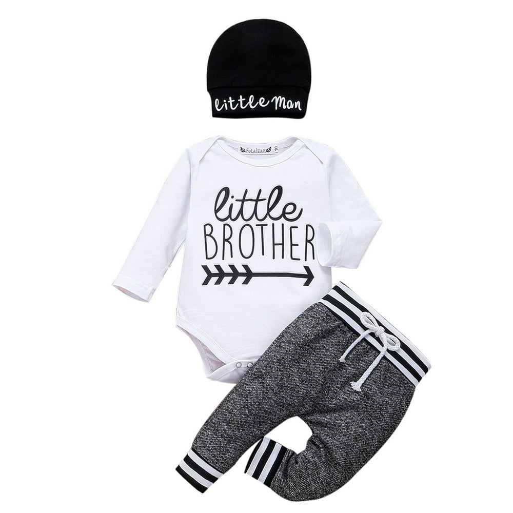 Bagilaanoe - Infant Baby Boys Little Brother Long Sleeve Set Romper ...