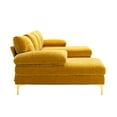 thumbnail image 6 of Sectional 4 Seater Sofa with 2 Chaise Lounge, 800lbs Load Golden Legs U-shape Chenille Upholstered Large Lounge Couch for Living Room Bedroom, 110.63x53.94x33.86inch, Musterd Yellow, 6 of 9