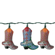 Set of 10 Wild West Country Cowboy Boots Novelty Christmas Lights - Green Wire