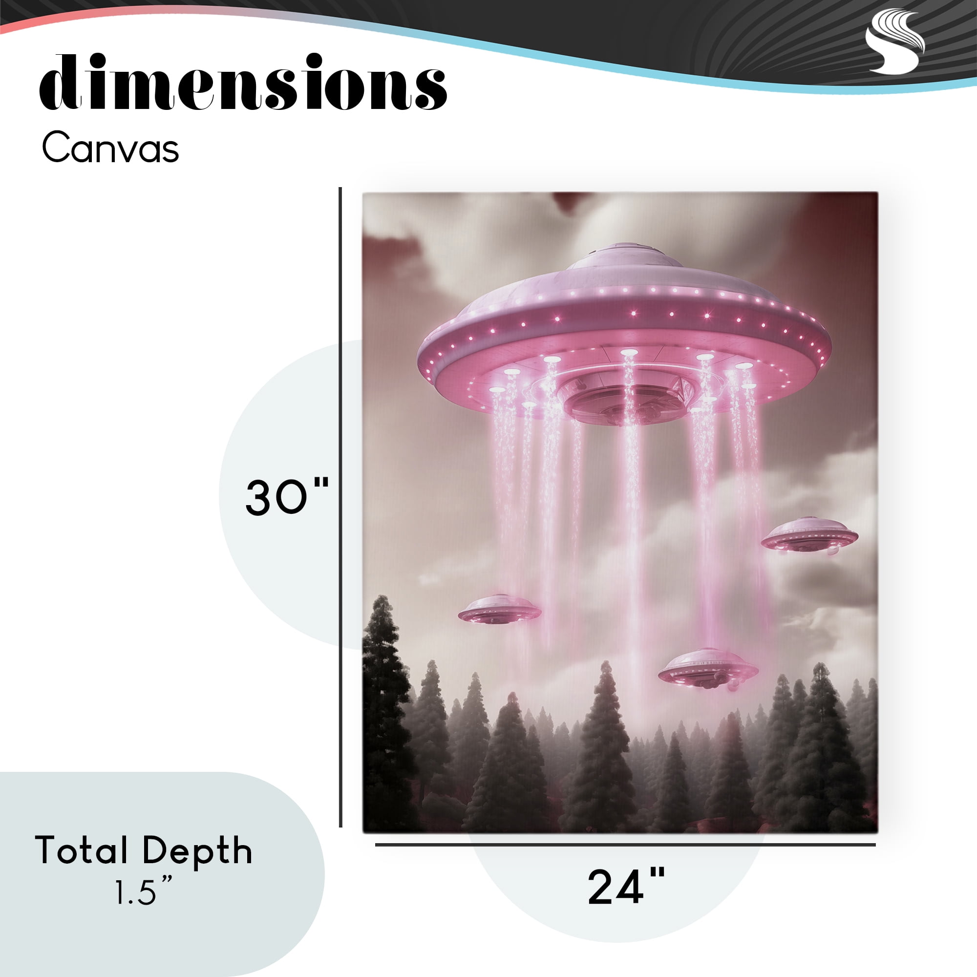 Glam UFO with Pink Beams Canvas Wall Art, design by Sasha