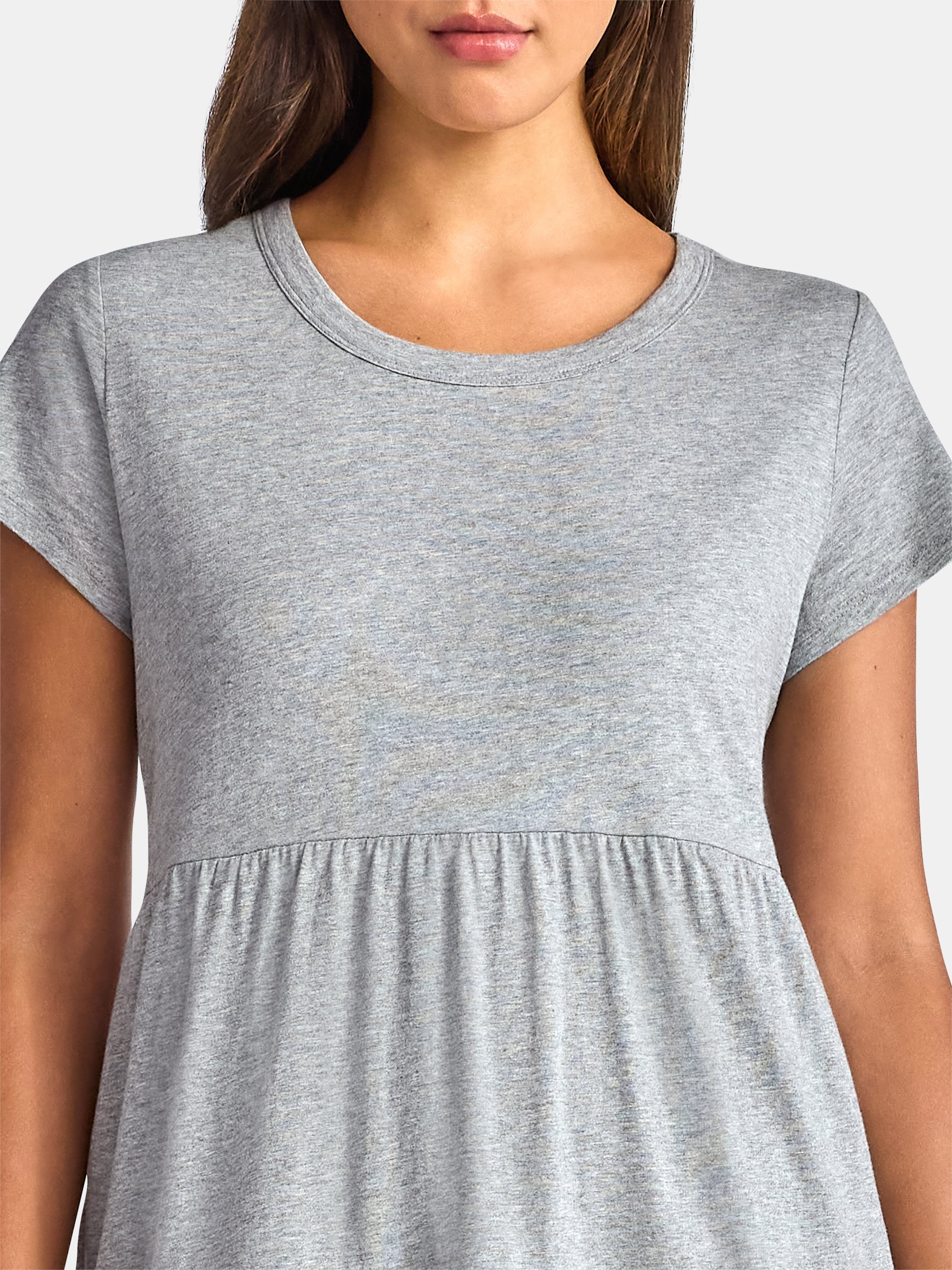 Time and Tru Women's Tiered Cotton Dress with Short Sleeves, Sizes XS-XXXL