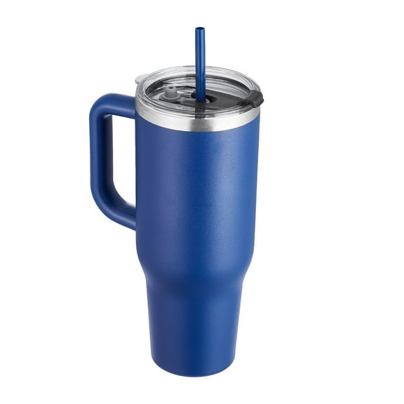 40oz Stainless Steel Water Bottle with Handle, Insulated Thermos for Hot & Cold Drinks, Leakproof Travel Coffee Cup, Blue - BPA Free