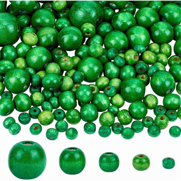 1005Pcs 5 Sizes Green Wooden Beads Tiny Painted Wood Beads 6/8/10/14/20mm Macrame Bead Round Spacer Bead