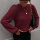 thumbnail image 4 of ICHUANYI Liquidación Mujeres Moda Casual Linterna Manga Color Sólido Jersey Tejer Manga Larga Cuello Redondo Tops ICHUANYI WER202308230150, 4 of 7