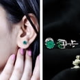 thumbnail image 3 of Rosec Jewels Lab Grown Emerald Solitaire Stud Earrings for Women - with Screw Back - 1.6 Carat - AAAA Quality - Ready to Gift, 925 Sterling Silver, 3 of 8