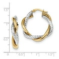 thumbnail image 2 of 14k Two-tone Polished and Textured Twisted Hoop Earrings, 2 of 2