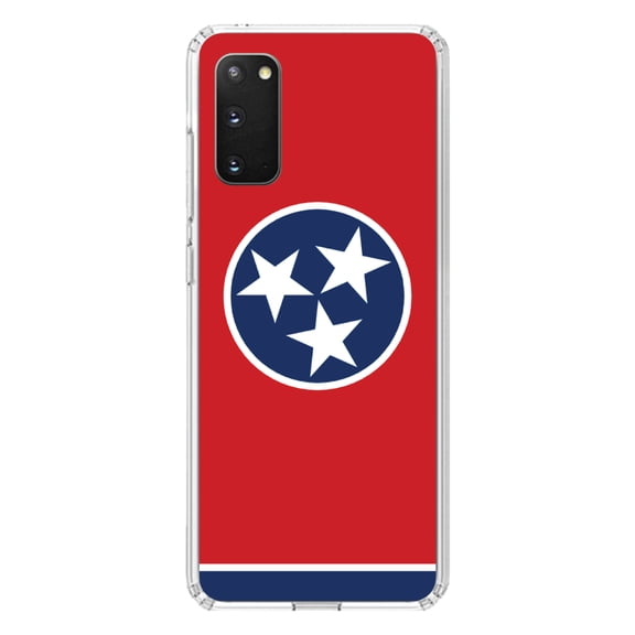 DistinctInk Clear Shockproof Hybrid Case for Galaxy S20 ULTRA / 5G (6.9" Screen) - TPU Bumper, Acrylic Back, Tempered Glass Screen Protector - Tennessee State Flag - US State Flag
