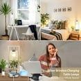 thumbnail image 2 of Set of 2 Dimmable Bedside Nightstand Lamps with USB Port, Brushed Nickle, 2 of 7