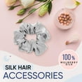 thumbnail image 4 of Blissy Silk Scrunchies (3 Pack) - 100% Pure Mulberry Silk - 22 Momme 6A High-Grade Fibers - Silk Scrunchie for Straight & Curly Hair - Preventing Breakage, Tangling, & Creasing (Silver Skinny), 4 of 7