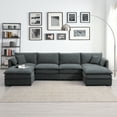 thumbnail image 2 of EUROCO 134" Oversized U Shaped Modular Sectional Sofa Couch, 6 Seat Chenille Sleeper Sofa Bed Cloud Couch Set with Double Cushions and Ottomans, Indoor Furniture for Living Room, Dark Gray, 2 of 10
