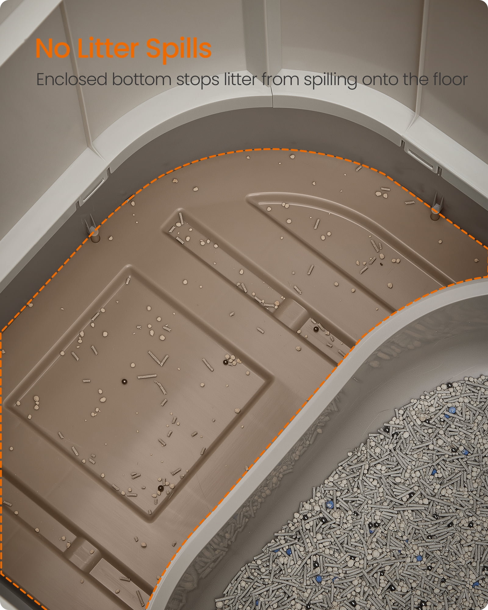 XL Enclosed Cat Litter Box with Slide-Out Tray, Includes Scoop & Brush, Anti-Tracking Design, Oatmeal & Warm Gray