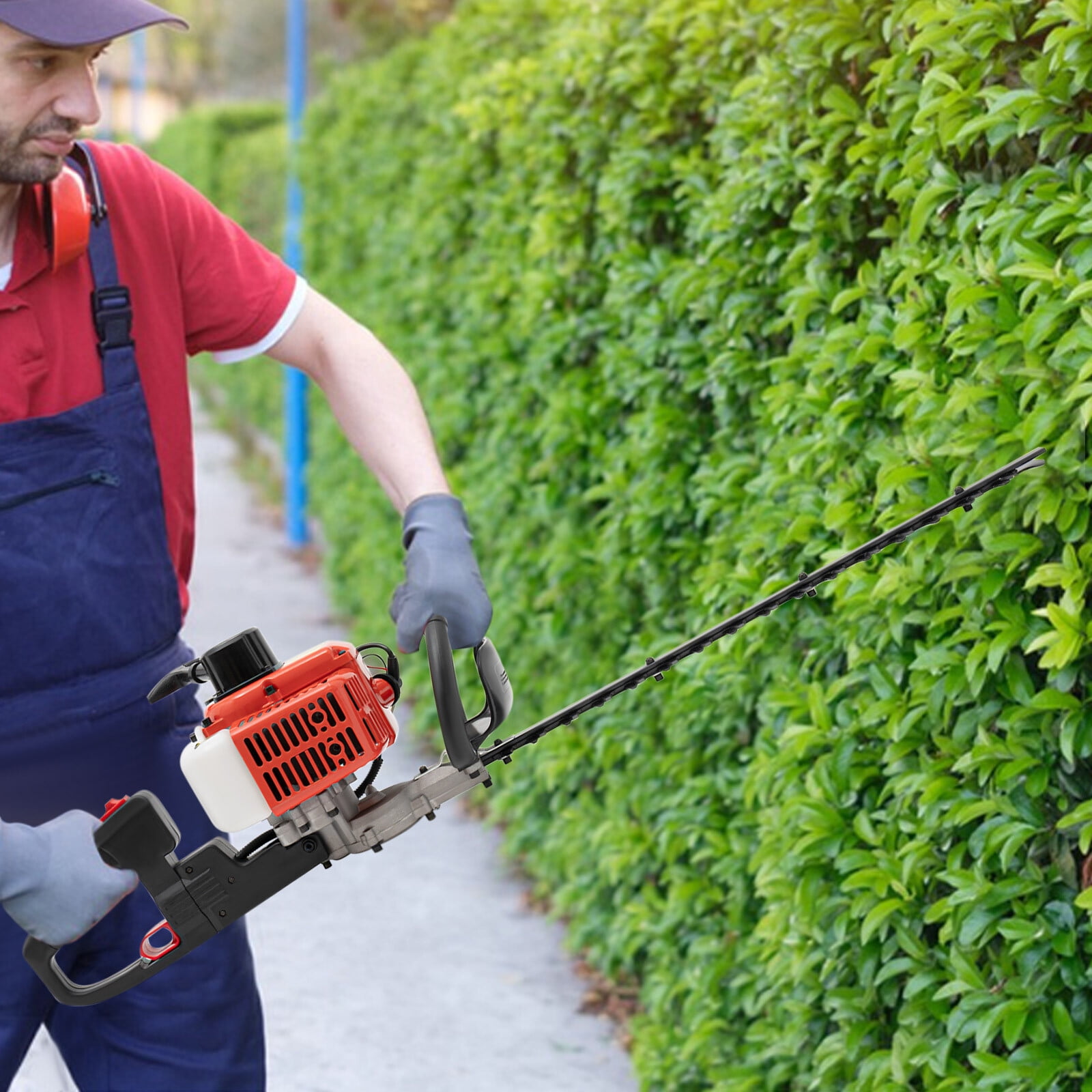 Hedge Trimmer Cordless Double-Edged Hedge Machine 22.5cc 2-Stroke Engine 0.65kw 8000-12000r/min 44.5*9.4*5.9in for Gardening Modeling, Greening Pruning, Tea Harvesting