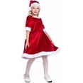 thumbnail image 3 of QueenLine Costume de Père Noël à Manches Mi-Longues Cosplay Ceinture Robe de Noël Fantaisie (Rouge, TTG), 3 of 8