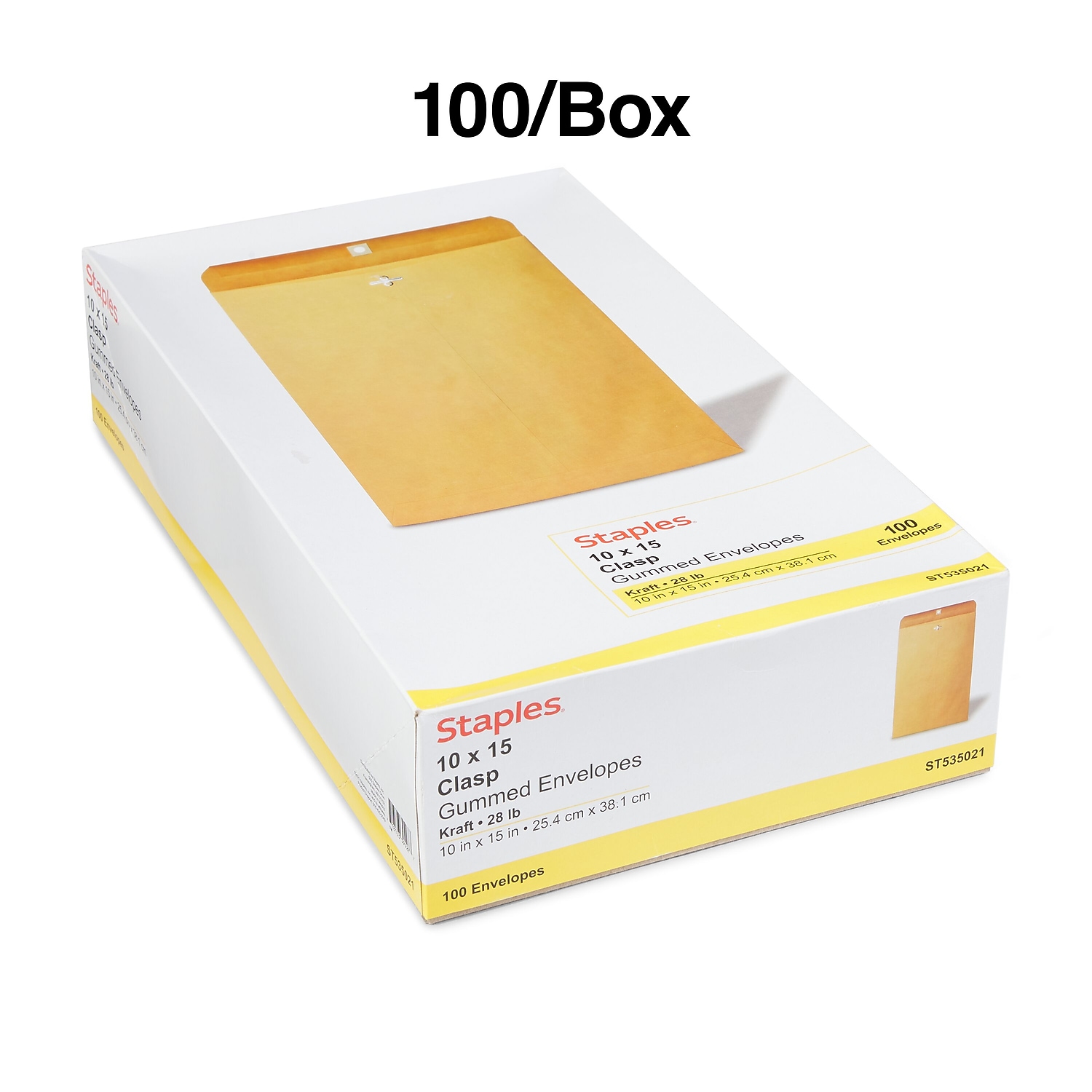 Staples Clasp & Moistenable Glue Catalog Envelopes 10"L x 15"H Brown 100/BX 19814