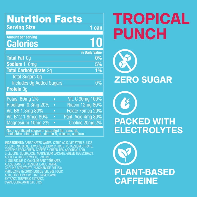 Zoa Healthy Low Calorie Diet Tropical Punch, Zero Sugar Soft Drink