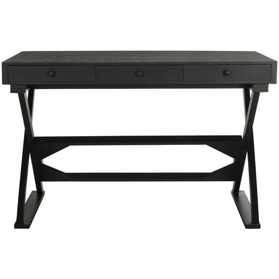 SAFAVIEH Gilbert Solid Glam Writing Desk with 3 Drawers, Weathered Black