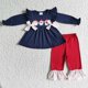 thumbnail image 1 of Venta al por mayor, ropa de Navidad para niña, moda Otoño Invierno, conjunto para niños, pantalones bordados de puntos de pan de jengibre, pijamas para niños, ropa de dormir, 1 of 4