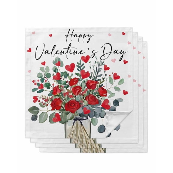Hokiten Kitchen Dinner Napkins Set of 4 Valentine Love Heart Cloth Napkins Reusable Washable Table Napkins for Weddings Cocktail Parties Holiday Table Decor 20x20 Inch
