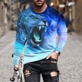 thumbnail image 1 of Meichang T-Shirt à Manches Longues pour Hommes Coupe Ajustée, T-Shirts Graphiques pour Hommes Tendance avec Imprimé 3D de Lions, T-Shirts Mode à Col Rond pour le Gym à Manches Longues pour Hommes, 1 of 5