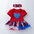 thumbnail image 4 of ZHUGeLI 4th of July Outfits for Women, Toddler Kids Girls Romper Clothes Independence Day Jumpsuit Skirt Headband Set Up to 50% off Clearance, 4 of 9